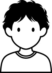 Obraz premium A Boy Character Black and White Avatar Illustration in Minimal Line Art Style Design