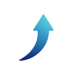 Modern upward-pointing arrow icon with gradient color transition isolated on transparent background