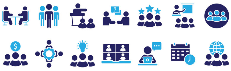 Corporate Strategy and Management Vector Icons Collection	