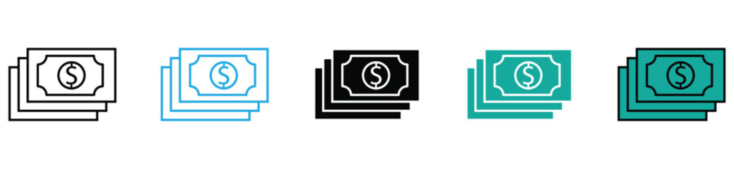 Money Transfer and Financial Payment Icon Set
