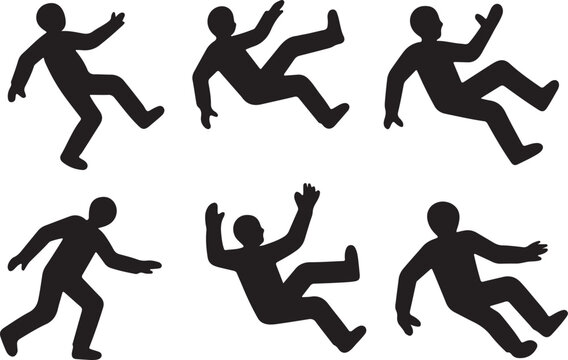 Falling people icon set.