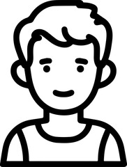 Obraz premium A Boy Character Black and White Avatar Illustration in Minimal Line Art Style Design
