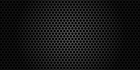 Black perforated metal plate. Metal grill. Black metal texture steel background. Perforated sheet metal.Abstract dark gray circle mesh pattern background texture.