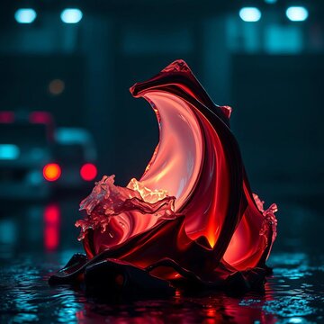 Midnight liquid sculpture, a ghost of a breaker's roar, swallowed by abyss, edges kissed by ethereal light , surf,  peru