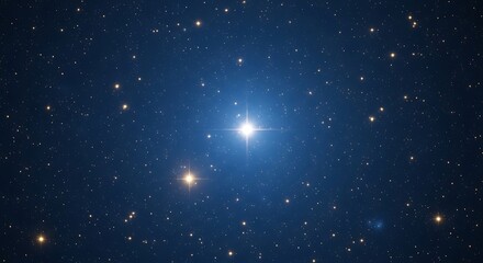 Bright Star Shining in Night Sky.