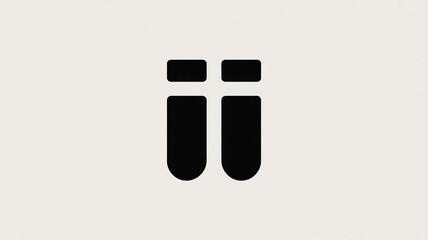 Minimalist Black Double Vertical Bar Icon on Light Beige Background Keywords: icon, symbol, minimalist, simple, graphic, design, abstract, modern, clean, geometric