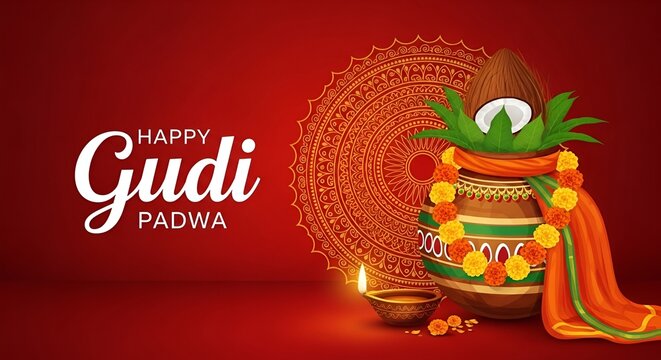 Happy gudi padwa celebration design concept