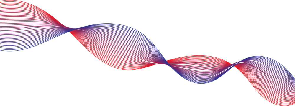Dna double helix structure with red and blue gradient lines