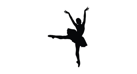 A graceful ballerina leaps and extends her arms in a dynamic pose showcasing artistry and movement silhouette high quality professional © Creativekhairul02