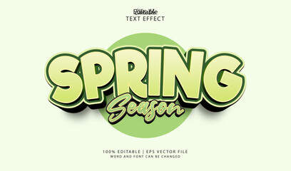 Naklejka premium Spring Season Editable Text Effect Style 3d Bold Green Colours