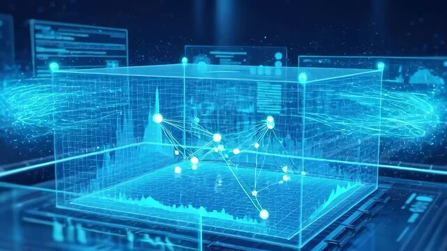 Advanced 3D digital data visualization and holographic interface for big data analysis and technology concept