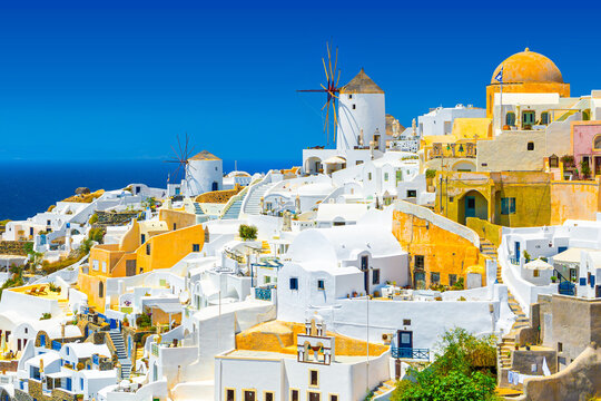 View of Oia the most beautiful village of Santorini island in Greece