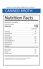 Canned Broth Nutrition Facts Label - Food Package Design Template