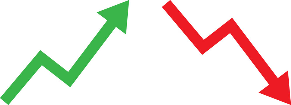Green arrow trending up while red arrow trends down