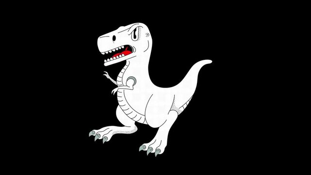 White Cartoon Tyrannosaurus Rex Illustration on Black Background