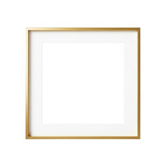 Fototapeta premium A square gold picture frame on a white background is empty and ready for use.