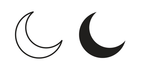 Moon icon set. Linear style. Vector icons © Warpiya