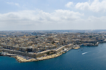 Aerial cityscape and coastline - Valletta, Malta