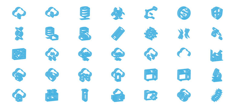 3d clud icon set and transparent background