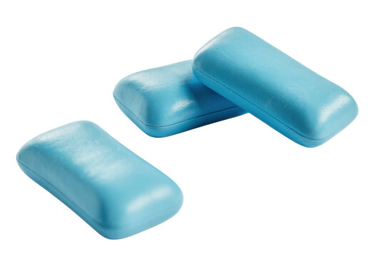 Three blue leather eyeglass cases on white background isolated on a transparent background