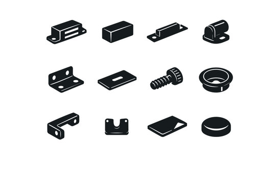 Simple generation notch icon keeper image magnetic vector bracket mounting latch strike