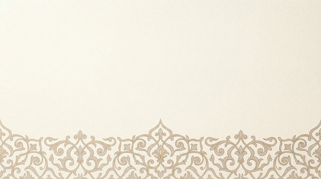 Minimalist Beige Background with Traditional Arabic Floral Lace Border