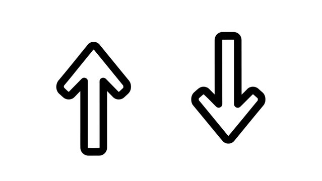 Up and Down Arrows Icon Set: Simple Line Graphics Representing Direction, Movement, and Trends
