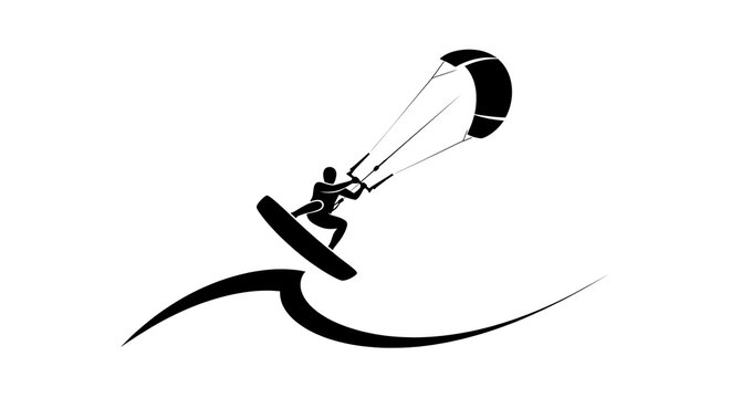 Dynamic Kitesurfing Athlete Icon Vector Illustration