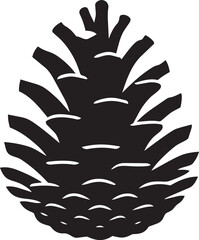 Pinecone Scales Silhouette Minimalist Side-View Open Pinecone with Layered Scales Flat Vector Icon