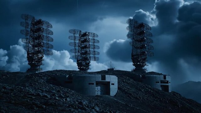 Radar Military Scanning Sky at Secret High Altitude Base