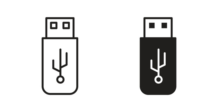 usb drive icon set. Linear style. Vector icons