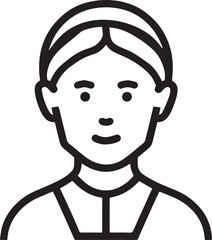 Obraz premium Old Woman Black and White Avatar Illustration in Minimal Line Art Style Design