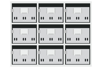 集合ポストのフラットイラスト マンション用メールボックス設備