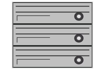 壁掛け集合ポストのフラットイラスト 横型メールボックス設備