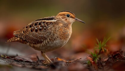 Eurasian Woodcock, Also Known As Scolopax Rusticola, Is A Ground-Dwelling Bird Found In Woodlands Across Europe And Asia. It Is A Migratory Species Known For Its Distinctive Camouflage.
