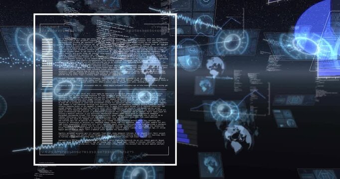 White framed HUD appearing, holograms sliding and rotating, camera panning, showing data dashboard