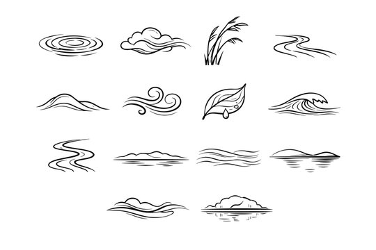 Generation line vector stream smooth image gentle bend wind icon simple horizon