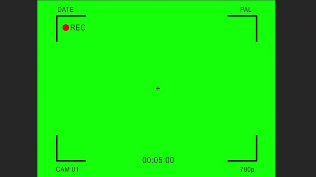 4:3 horizontal camera interface recorder looping with visible time code on green background. Designed for realistic UI mockups. Great for presentations.