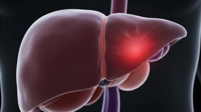 Human liver 3D anatomical illustration with internal organs