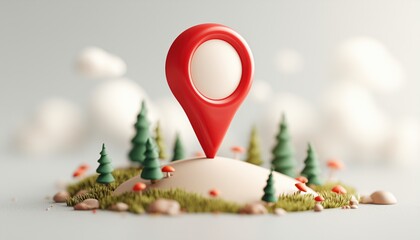 Hand Drawn Cute Location Pin: Outdoor Landmark For Map Stickers And Doodles. Tourism Gps Pointer For Adventure And Hiking Purposes.