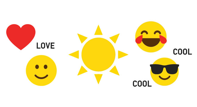 happy smiling sun cartoon illustration with cheerful easter eggs in bright summer sunshine style