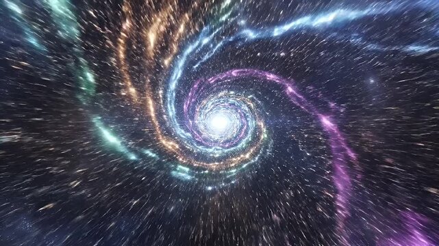 Abstract Vortex of Light Trails - This abstract video features a vortex of swirling light trails and particles, creating a sense of depth and motion.