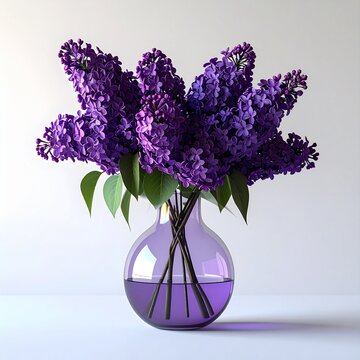 Dunkellila Flieder in moderner Glasvase