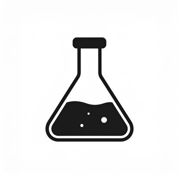 Laboratory flask icon isolated on black background minimal science vector