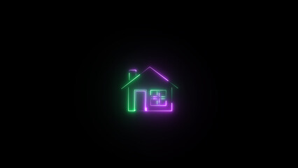 Neon Collection home icons. House symbol. real estate objects and houses