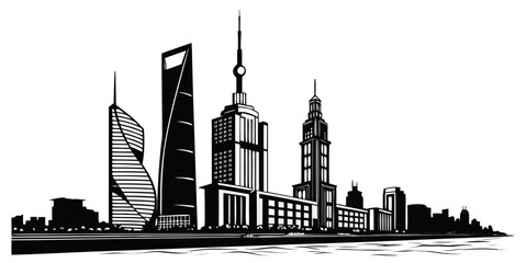 A striking skyline showcasing iconic buildings and architectural marvels. © AG