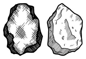 Set of two vintage hand drawn sketch illustrations of rocks and stones © Logan