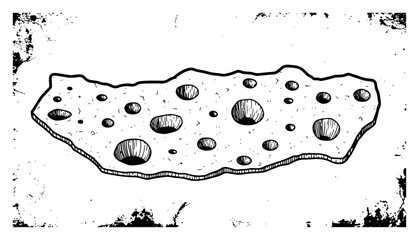 Hand drawn lunar surface with craters and grimy texture in vintage engraving style © Logan