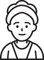 Obraz premium Old Woman Black and White Avatar Illustration in Minimal Line Art Style Design