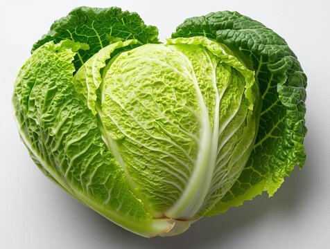 Fresh green savoy cabbage shaped like a heart